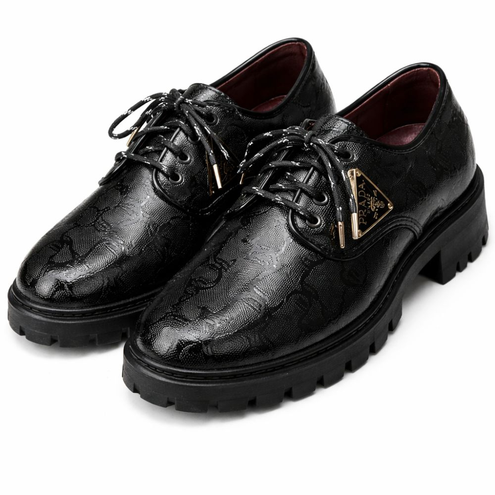 Mens Black Chunky Sole Rugged Shoes